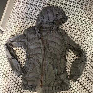Lululemon jacket. Zip off hood. Grey. Small. Rose gold zipper.
